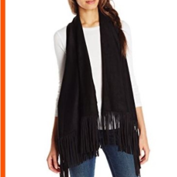 Jolt Jackets & Blazers - Jolt black faux suede  Fringe Vest